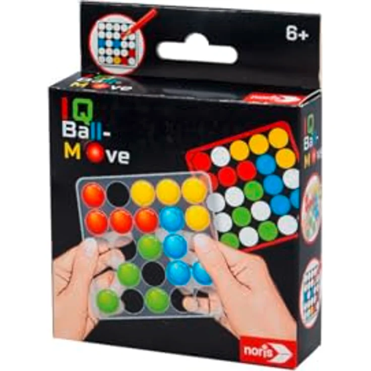 Noris IQ Ball-Move Spiel, Logikspiel ab 6 Jahre mit 60 Herausforderungen in 6 Schwierigkeitsstufen, kompaktes Format – Bild 1