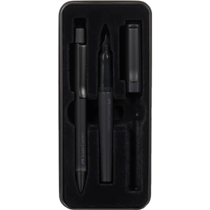 Faber-Castell Hexo Set: Füller M und Kugelschreiber schwarz matt, schwarz (matt) – Bild 2