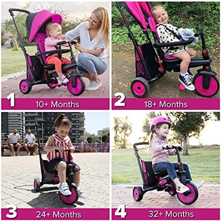smarTrike® SmarTfold STR3 faltbares Dreirad für Kinder, pink, ab 10 Monaten geeignet, belastbar bis 18 kg – Bild 3