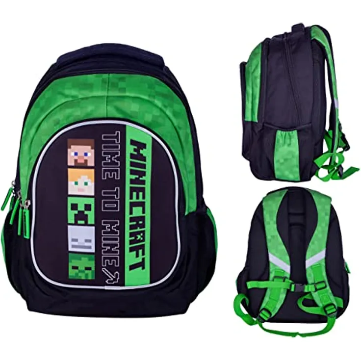 ASTRA Dreifächiger Schulrucksack MOTIV - Minecraft Figuren Rucksack Schultasche Schulrucksack Jungen Creeper Design rucksack jungen Große Kapazität kinder Ranzen ALEX&STEVEN - Preisvergleich