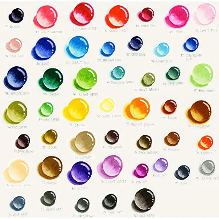 Kuretake Zig Clean Color Real Brush (48 Colors) - Set mit wasserbasierten Pinselstiften, kann dicke und dünne Linien zeichnen – Bild 2