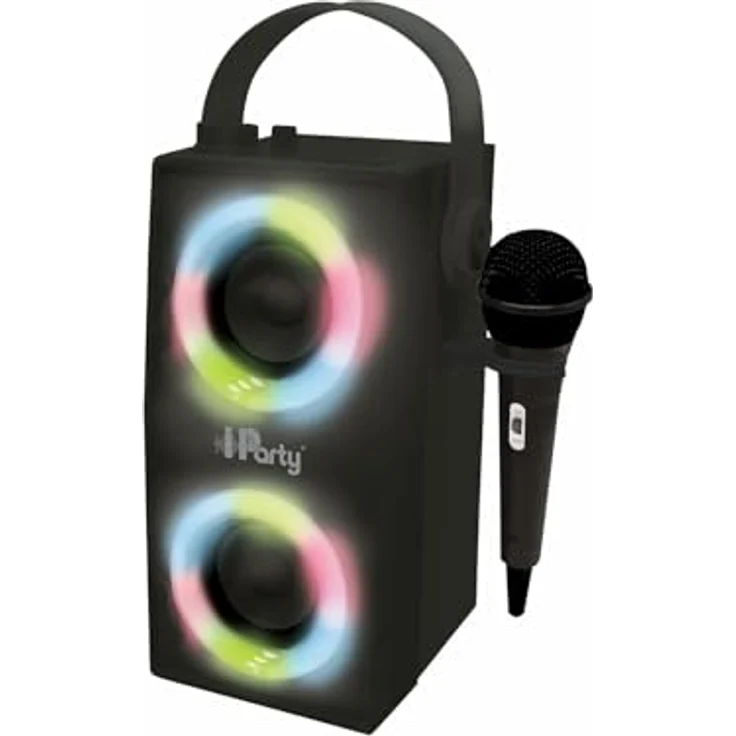 Lexibook BTP180BKZ Lautsprecher iParty-Tragbarer Bluetooth-Lichtlautsprecher mit Mikrofon, Stereoanlage, Lichteffekten, Karaoke, Kabelloser, USB, SD-Karte, Akku, Schwars, Schwarz – Bild 2
