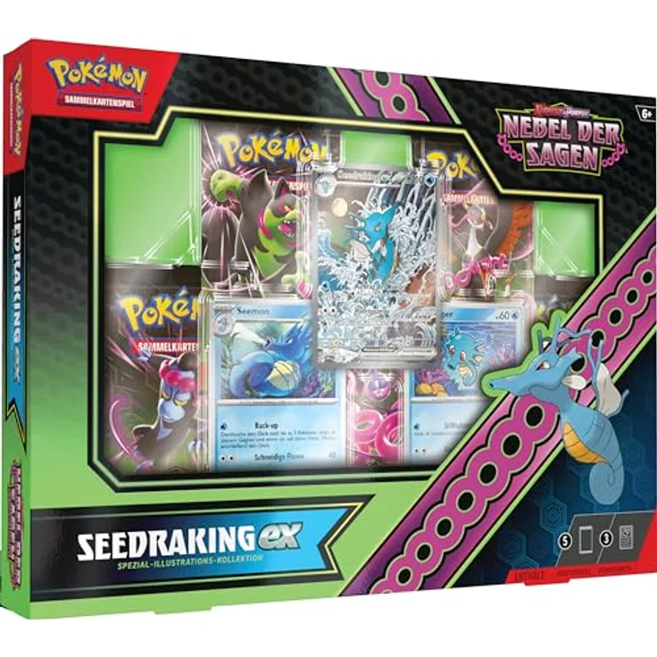 Pokémon Pokémon-Sammelkartenspiel: Spezial-Illustrations-Kollektion Karmesin & Purpur – Nebel der Sagen: Seedraking-ex (1 holografische Vollbild-Promokarte, 2 holografische Karten & 5 Boosterpacks) – Bild 1
