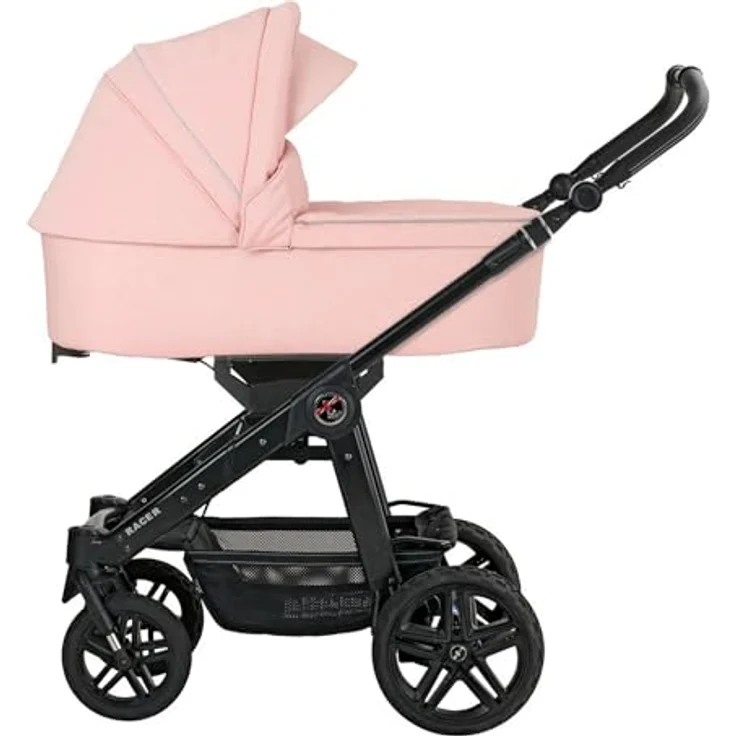 Hartan Kinderwagenset Racer GTS, Lachs, 3-teilig, Faltbare Babywanne, 5-Punkte-Gurt, Federung, Kugelgelagerte Räder, Made in Germany – Bild 7