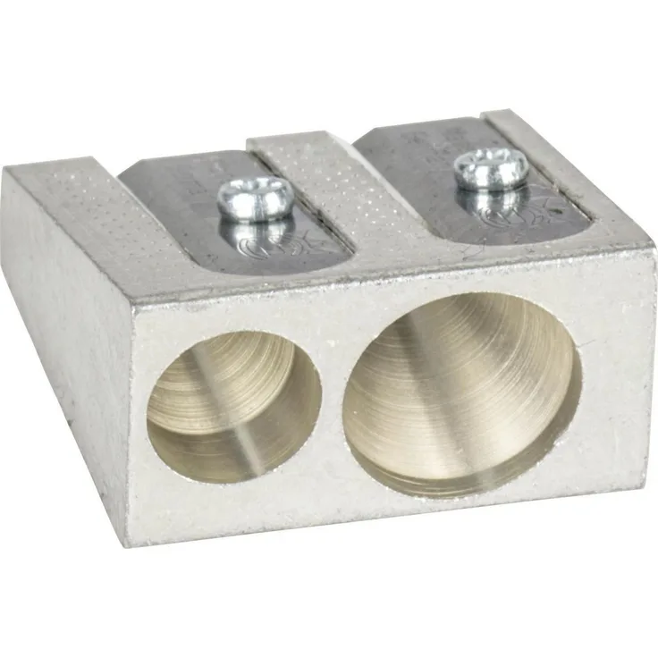 BRUNNEN Anspitzer 20X, Metalldoppelspitzer in Keilform für Stifte bis 11 mm Durchmesser, silberfarben