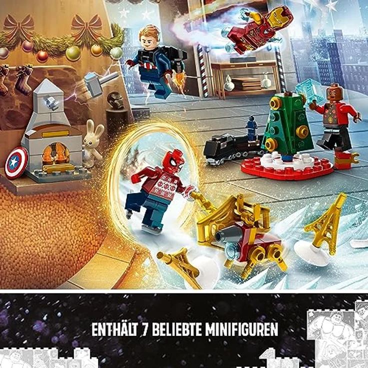 LEGO 76267 Marvel Avengers Adventskalender 2023, Weihnachtskalender mit 24 Geschenken inkl. Captain America, Spider-Man, Iron Man und weiteren Superhelden-Minifiguren, Weihnachts- und Advents-Geschenk – Bild 4