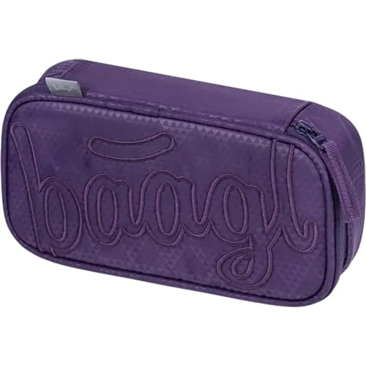 Baagl Federmäppchen für Mädchen, geräumiges Schul-Etui mit Klappfach und wiederverwertbarem Polyester (Plum)