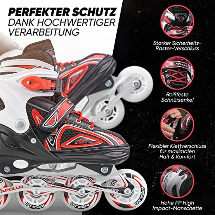 Apollo Super Blades X Pro | größenverstellbare Inliner für Kinder, Damen und Jungen | LED Inlineskates, 70 mm High-Rebound-Rollen, ABEC 7 Kugellager, blau - Preisvergleich – Bild 4