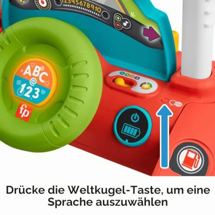 Fisher-Price 2-Seiten Auto-Lauflernwagen, interaktives Spiel-Center mit über 50 Liedern, mehrsprachig: Englisch, Italienisch, Portugiesisch, Spanisch, HJP46 – Bild 4