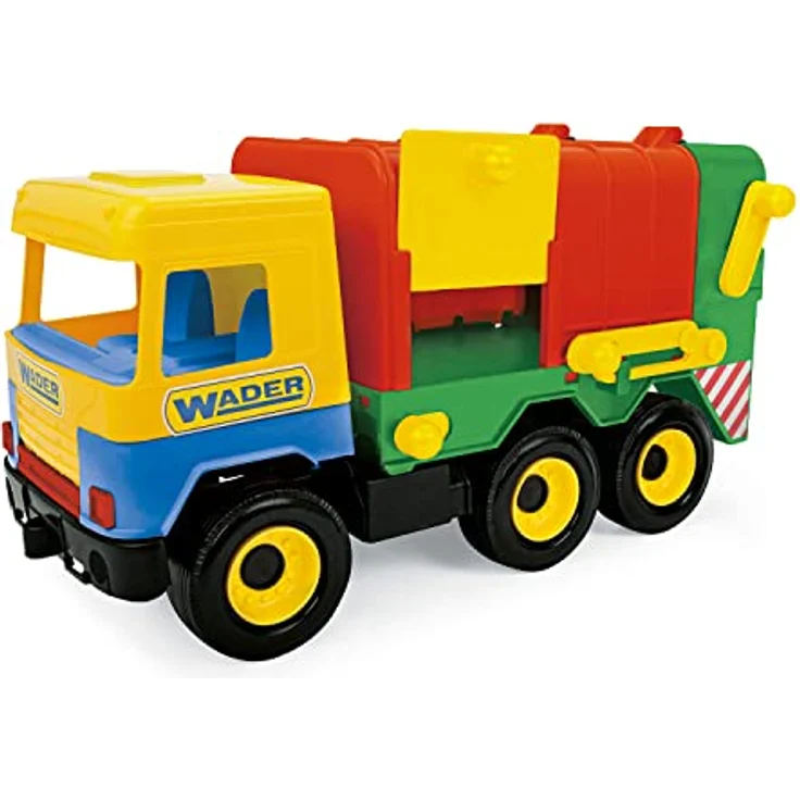 Wader Middle Truck Müllwagen, realistisches Müllauto mit mobilen Lift und beweglichen Klappen, inkl. Mülltonne, ab 3 Jahre - Preisvergleich – Bild 1