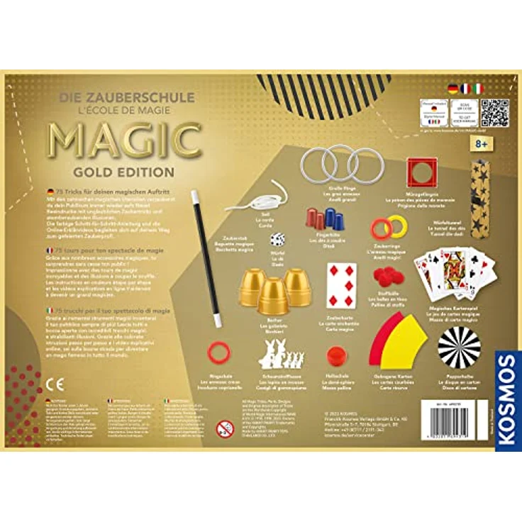 Kosmos Zauberkasten Die Zauberschule Magic - Gold Edition DFI, 75 Zaubertricks für Kinder ab 8 Jahren mit Video-Tutorials und bebilderter Anleitung – Bild 2