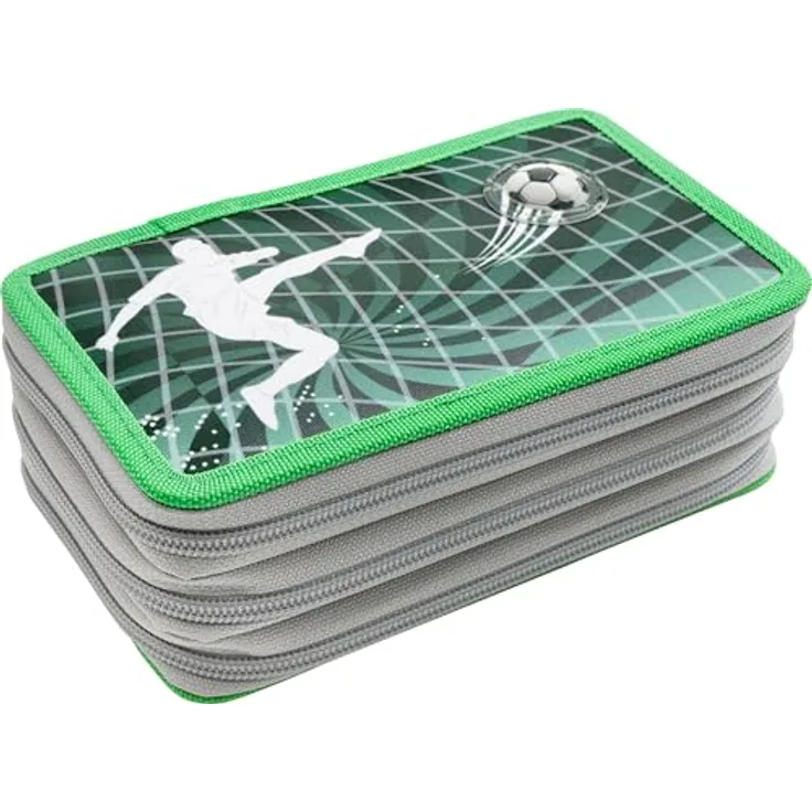 Eberhard Faber 577473 - Federmäppchen Triple Decker Fußball mit 36 Teilen gefüllt, für Jungen und Mädchen in trendigem Fußballdesign