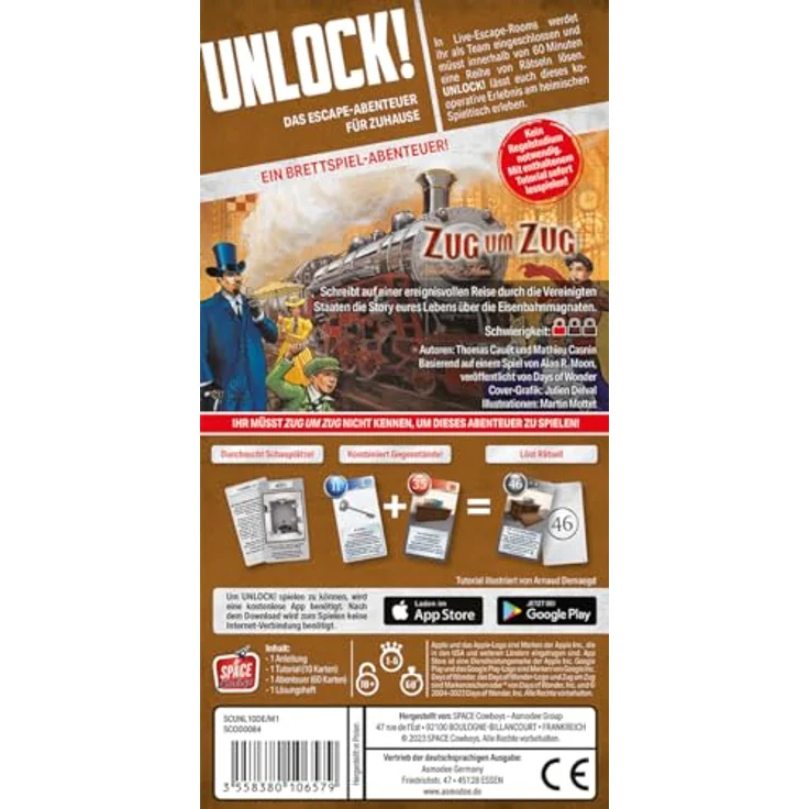 Space Cowboys, Unlock! – Game Adventures: Zug um Zug, Familienspiel, Rätselspiel, 1-6 Spieler, Ab 10+ Jahren, 60 Minuten, Deutsch – Bild 4