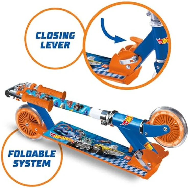 Mondo 18456 Klappbarer Roller HOT WHEELS, Höhenverstellbar, geeignet für Jungen ab 3 Jahren, bis 50 kg belastbar – Bild 2