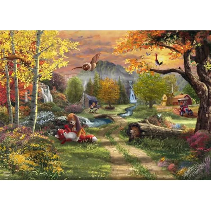 Schmidt Spiele 58050 Disney Fox and Hound Puzzle, 1000 Teile, Premium Qualität mit individuell geformten Puzzleteilen, 69,3 x 49,3 cm