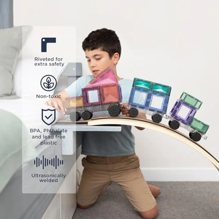 Connetix Magnetische Fliesen Pastell Transportieren Packen, 50 Stück mit Fahrzeugdesign – Bild 3