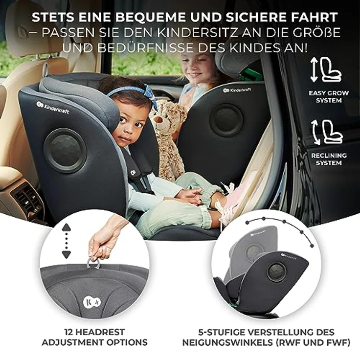 KinderKraft I-360, Reboarder Kindersitz für Kinder von 0 bis 12 Jahren, ECE R129/i-Size, drehbar mit Easy Spin System und H-Guard-Sicherheitssystem – Bild 9