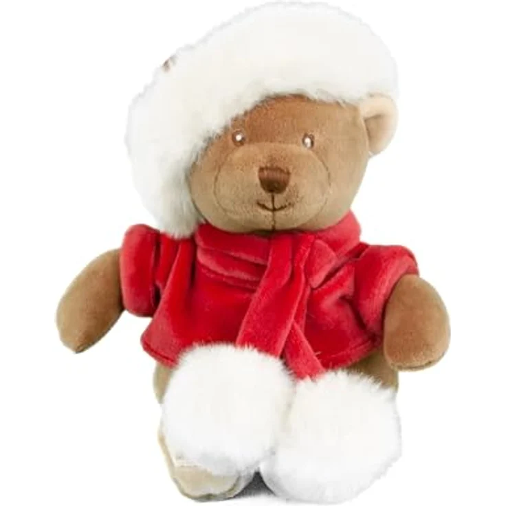Bukowski Teddybär Baby Santa, 15 cm Stoffteddybär aus braunem, rotem und weißem Plüsch, handwaschbar bis 30°C – Bild 2