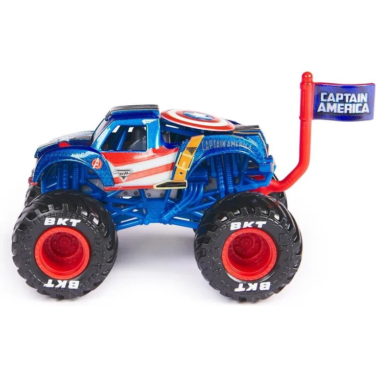 Monster Jam 1:64 Marvel Single-Captain America, detailgetreues Spielzeugauto aus robustem Material, ideal für Sammler und Kinder