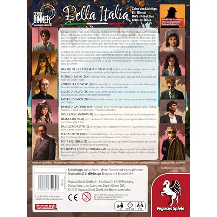 Pegasus Spiele 19015G Deadly Dinner-Bella Italia, Brettspiel für die ganze Familie – Bild 4