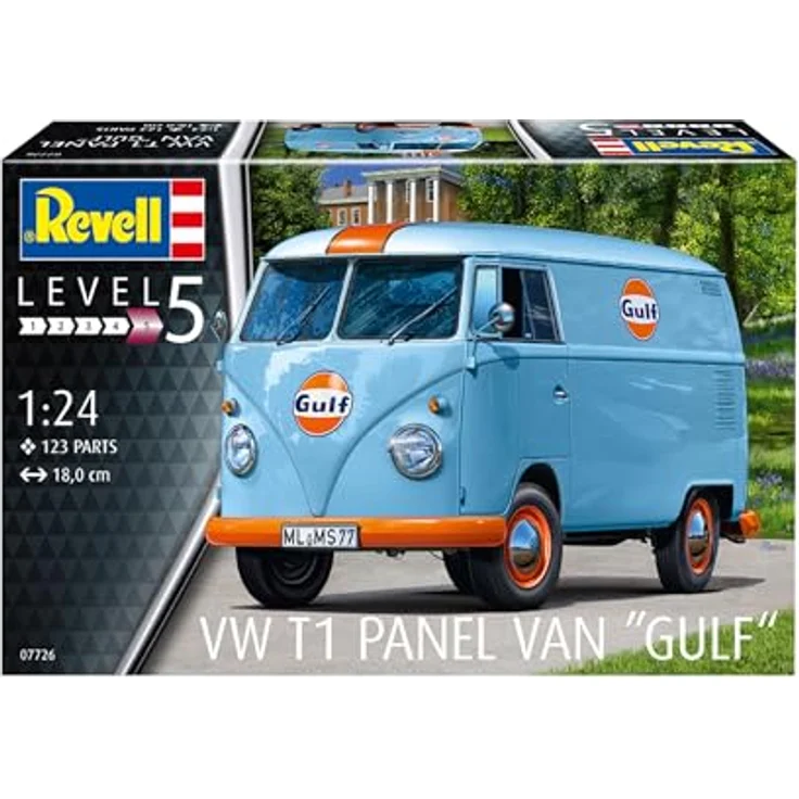 Revell 07726 VW T1 Panel Van (Gulf Decoration) 1:24 Scale Plastic Model Kit, Unbuilt/Unpainted, Auto Ferngesteuert, Molded Color – Bild 2