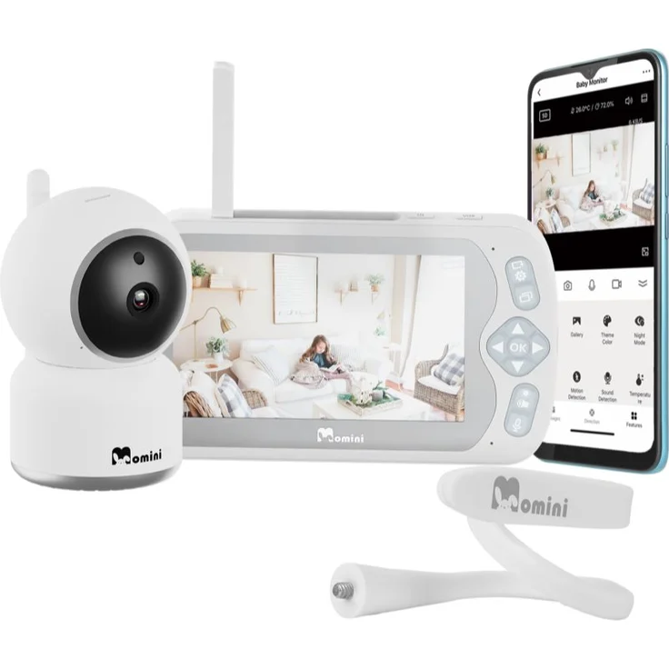 Momini BlissEye Baby, digitales Audio-Babyfon mit beidseitiger Kommunikation, Akku-fähig, App-Verbindung