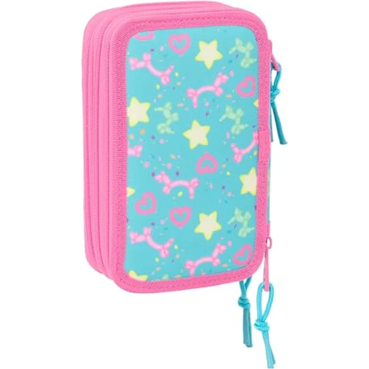 Safta GABBY'S Dollhouse Confetti Schulmäppchen, 37 Utensilien, ideal für Kinder von 5 bis 14 Jahren, strapazierfähiges Material, 12,5 x 5,5 x 19,5 cm, 1,3 l Fassungsvermögen – Bild 2