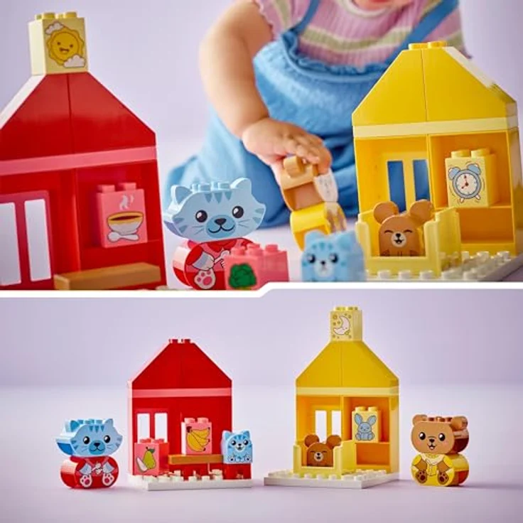 LEGO DUPLO Alltagsroutinen: Essen & Schlafenszeit, Kleinkind-Lernspielzeug zur Förderung der sozialen und emotionalen Entwicklung, mit 4 Tierfiguren, Geschenk für Kinder ab 18 Monaten 10414 – Bild 4