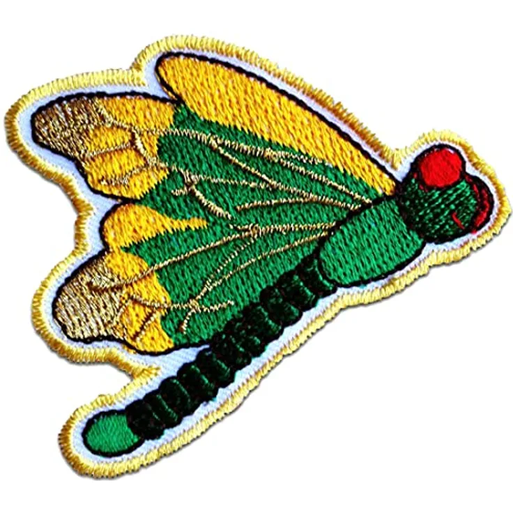 Libelle Tier - Aufnäher, Bügelbild, Aufbügler, Applikationen, Patches, Flicken, Zum Aufbügeln, Größe: 7,5 x 5,6 cm, Farbe:grün