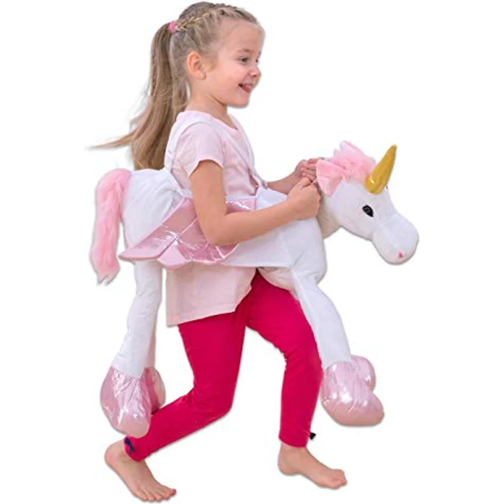 Betzold Einhorn Schlüpfkostüm für Kinder, weiches Plüschkostüm mit pinken Hufen und goldenem Horn, geeignet für 3-9 Jahre – Bild 4
