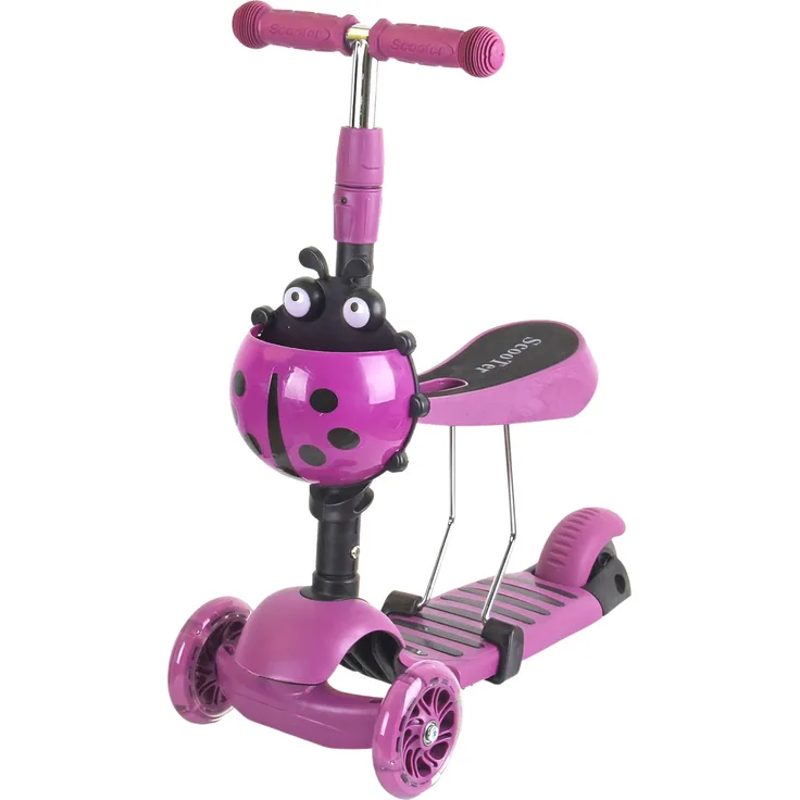 Enero Biedronka 3-in-1 Balancierroller & Rutscher, höhenverstellbar, kippsicher, lila, mit rutschfester Plattform und bunten LEDs