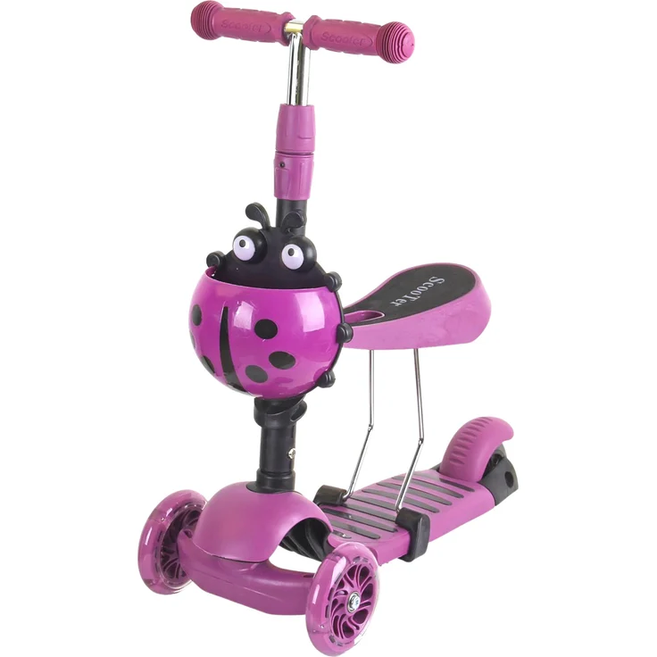 Enero Biedronka 3-in-1 Balancierroller & Rutscher, höhenverstellbar, kippsicher, lila, mit rutschfester Plattform und bunten LEDs