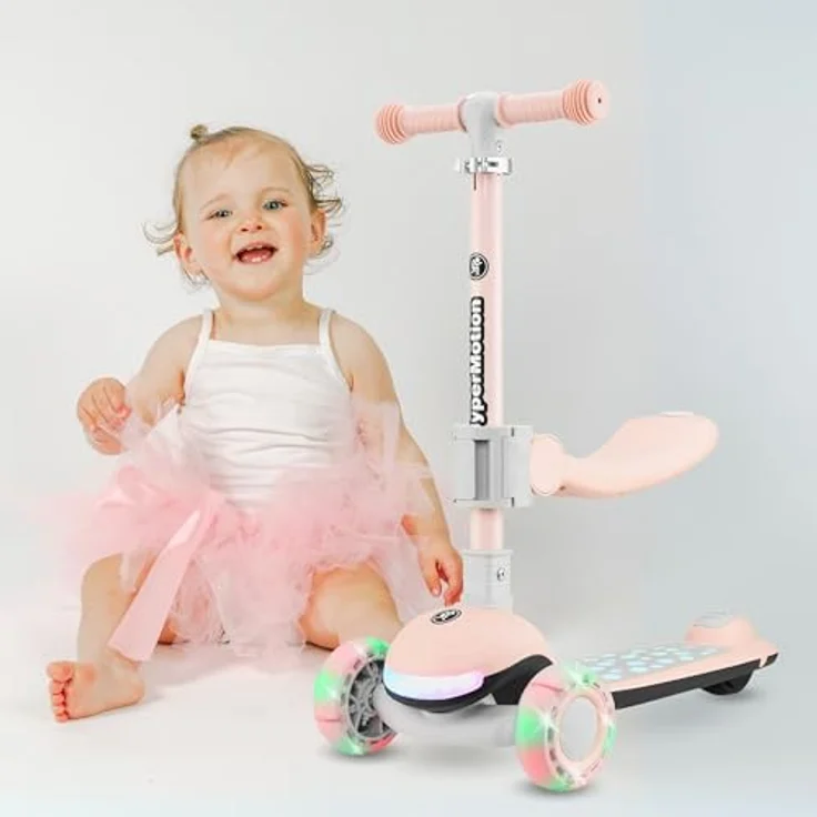 HyperMotion LUMI 3in1 Kinderroller mit LED-Beleuchtung, Sitz höhenverstellbar, klappbar, PolyurethanRäder, T-Bar Lenker, bis 50 kg, blau, für Kinder ab 1 Jahr – Bild 3