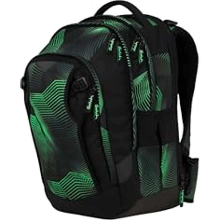 Satch match plus Schulrucksack, erweiterbar auf 35 Liter, ergonomisch mit Fronttasche, Seismic Green - Schwarz – Bild 2