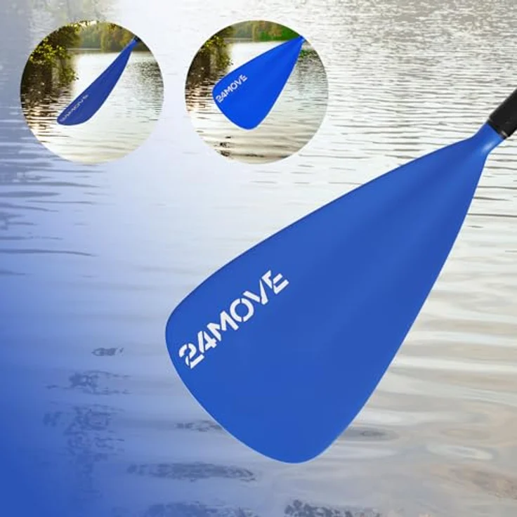 24MOVE® Einzelpaddel Stechpaddel aus leichtem Aluminium für SUP und Kajak, verstellbar, 210 cm, blau – Bild 9