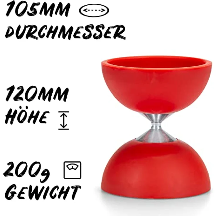 Diabolo Freizeitsport Jonglier-Set Basic mit Diabolo (rot), Handsticks aus Aluminium, Ersatzschnur (160cm) und Gedruckter Anleitung - ideal zum Verschenken für Kinder, Einsteiger & Anfänger – Bild 3