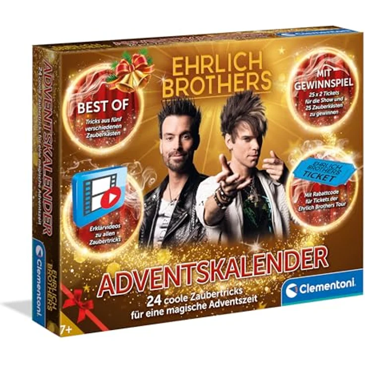 Clementoni Ehrlich Brothers Adventskalender 2024 - Weihnachtskalender der Magie mit 24 Zaubertricks für Kinder ab 7 Jahren, inspiriert von den Zauberkästen „Secrets of Magic”, „Modern Magic” und „Street Magic” - Preisvergleich – Bild 1