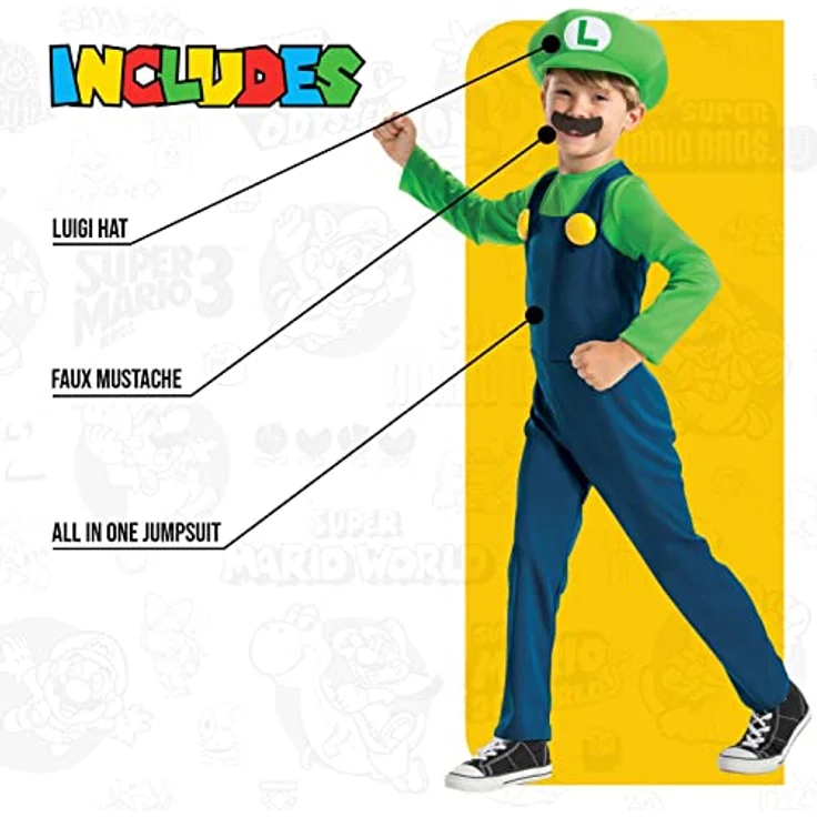 Disguise Offizielles Luigi Kostüm Kinder Super Mario Und Luigi Kostüm Kinder Faschingskostüme Kinder S – Bild 4