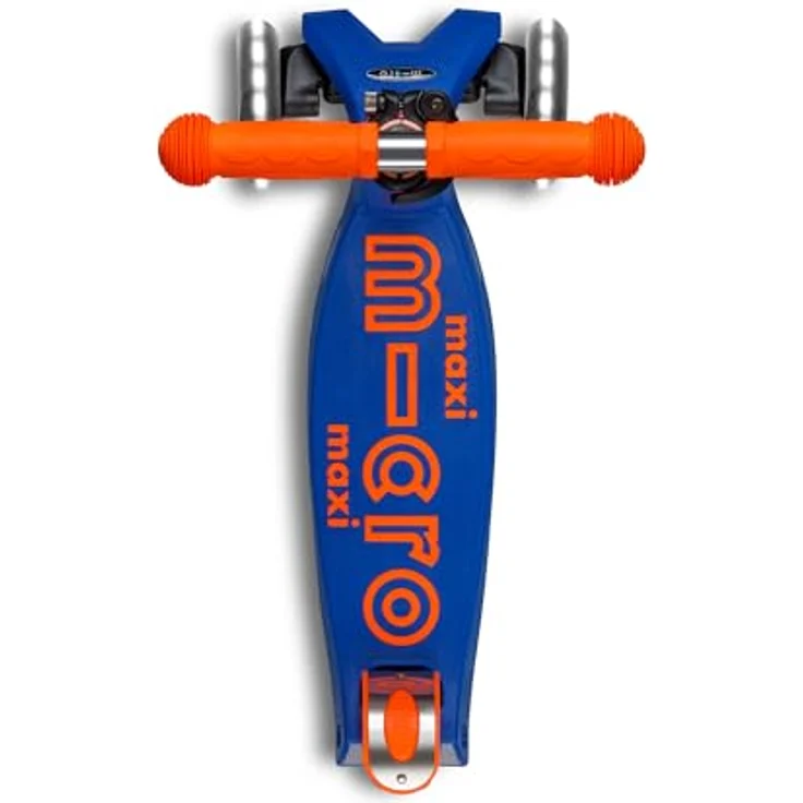 MICRO Maxi micro Deluxe Foldable neon LED, Höhenverstellbarer & klappbarer Kinderroller für Jungs & Mädchen ab 5 Jahren, LED-Rollen, Blaze orange – Bild 2