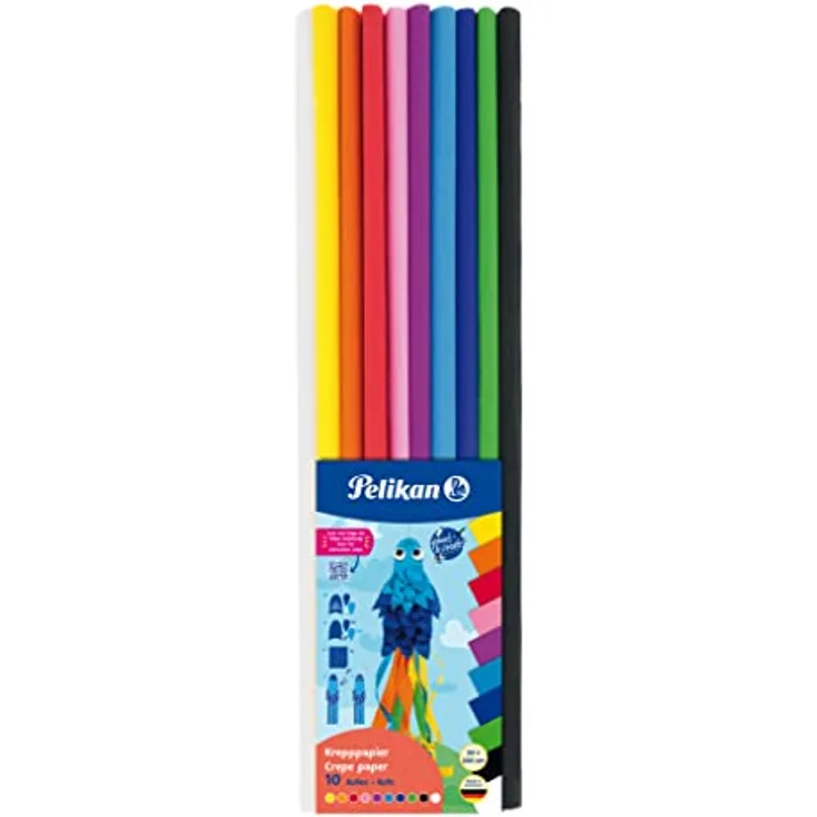 Pelikan Bastelkrepp, 10 Farben sortiert, 3 Sets