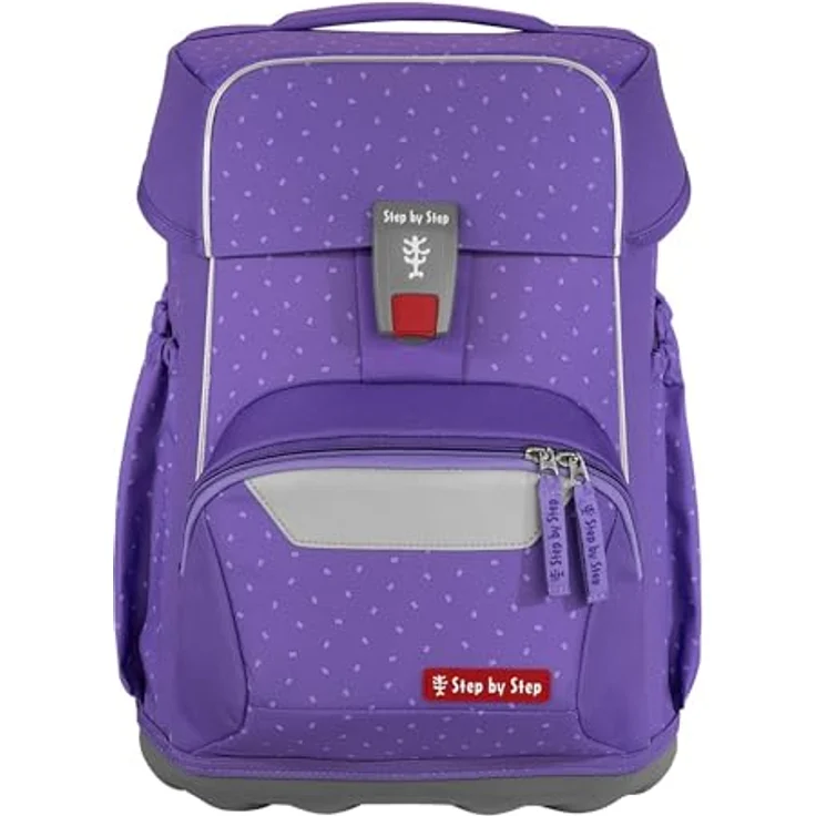 Step by Step Basis Schulranzen-Set „Purple Konfetti“, ergonomischer Tornister 20L mit Reflektoren, Hüft- und Brustgurt, 4-teilig, lila für Kinder ab der 1. Klasse – Bild 2