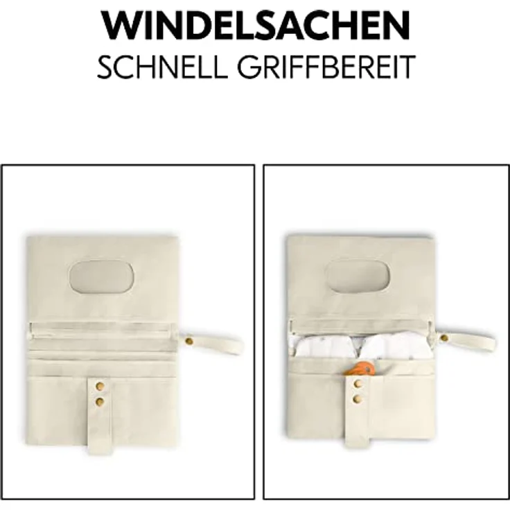 Hauck Wickeltasche Change N Walk - Beige, Windeltasche mit Wickelunterlage, Organizer, Wickeltetui mit Schlaufe – Bild 5