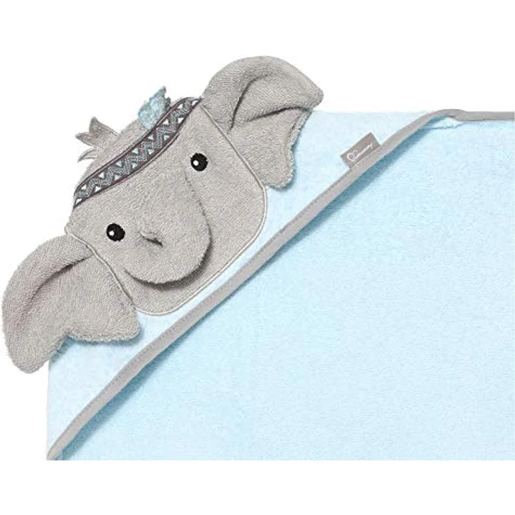 Be Mammy Kapuzenhandtuch Babyhandtuch aus Baumwolle 95cm x 95cm BE20-272-BBL (Blau - Elefant) – Bild 4