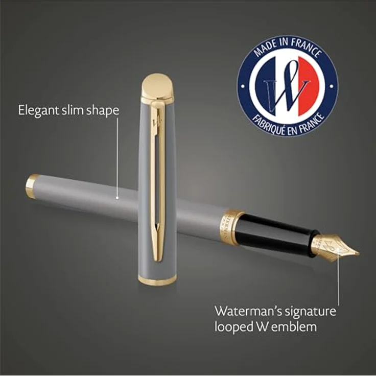 Waterman Hémisphère, Füllfederhalter in Gold und Grau, elegantes Luxus-Schreibinstrument mit Edelstahlfeder – Bild 3