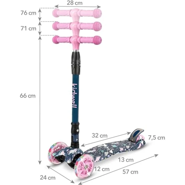 COIL VENTO Dreiradscooter Kinderroller, Tretroller mit ABEC-7-Lager, 3-stufige Lenkradverstellung und LED-Rädern – Bild 8