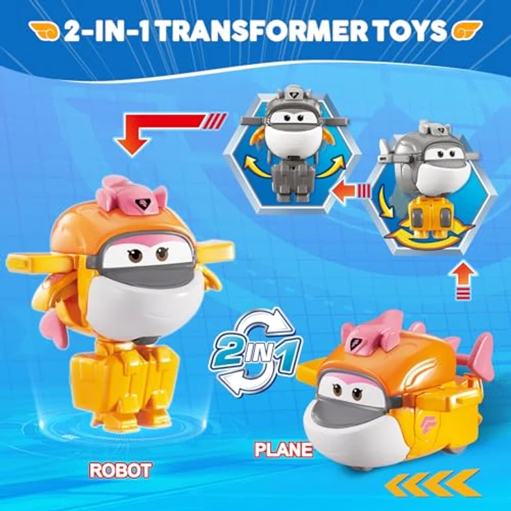 Super Wings Transformations-Flugzeug Supercharged Tiki, 5,08 cm Spielzeug-Flugzeug und Roboterfigur für Kinder ab 3 Jahren, 2-in-1 mit beweglichen Gelenken – Bild 2
