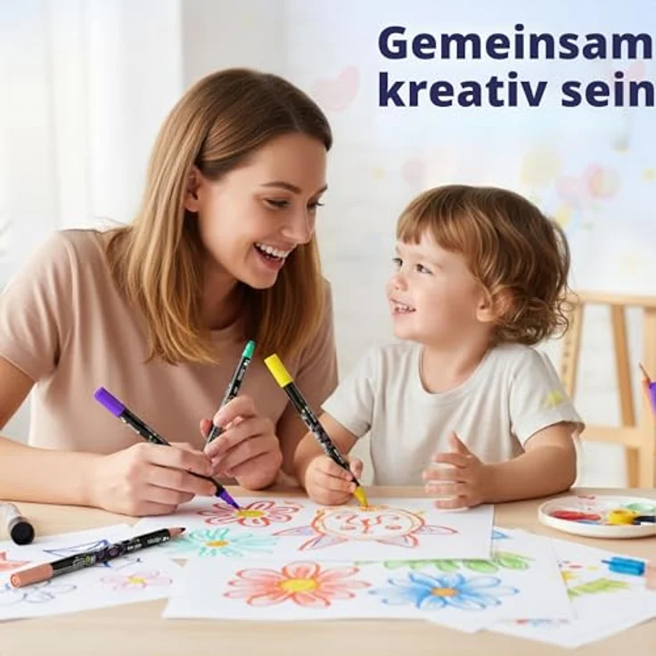 Desire Deluxe Acrylfarbenstifte, ungiftig auf Wasserbasis, wasserfest, 12 leuchtende Farben für Stein, Keramik, Glas, Holz, Porzellan, mit umkehrbarer runder Stiftspitze – Bild 3