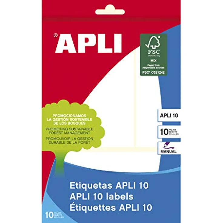 APLI Weiße Etiketten (38 x 102), 10 Blatt für Handschrift