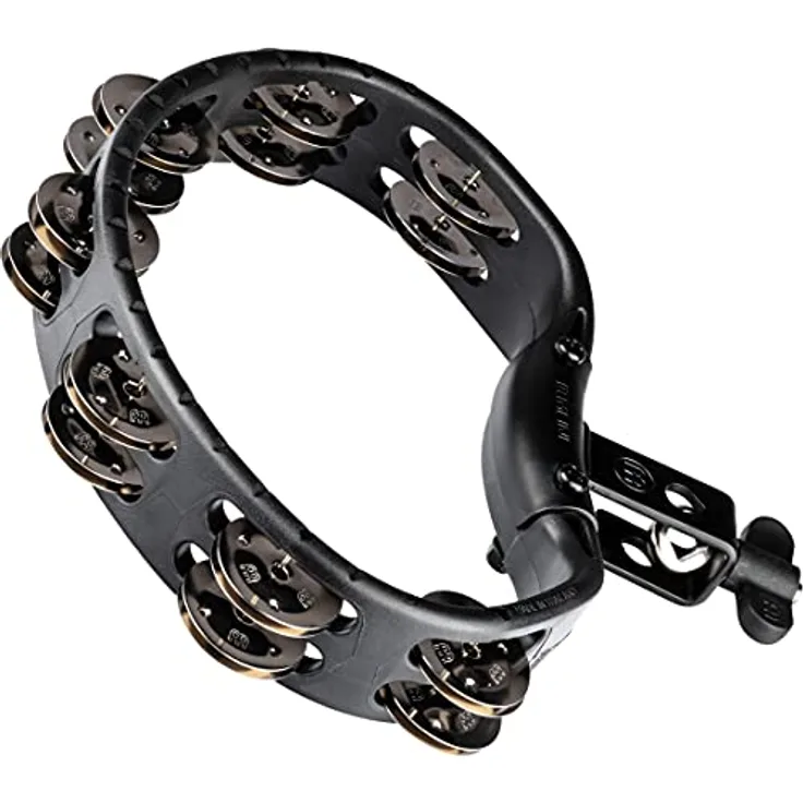 Meinl Percussion HTMT2BK Tambourine (ABS-Plastik) mit vernickelten Stahlschellen (2-reihig) montierbar schwarz