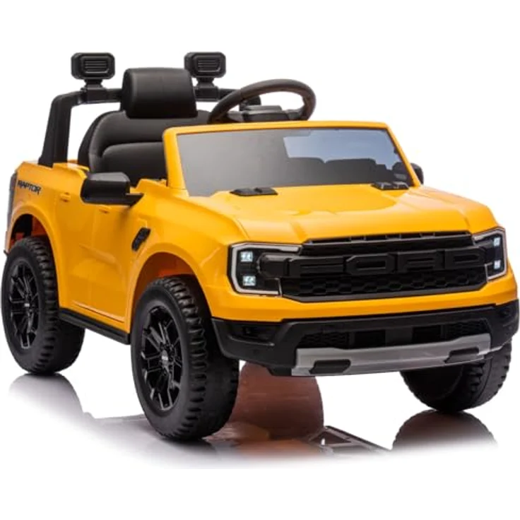 Sun Baby Ford Raptor Kinder Elektroauto, SUV Kinderfahrzeug mit 12V Akku, Fernbedienung, MP3 Sound und LED, gelb, geeignet für 3-6 Jahre – Bild 8